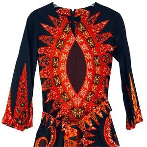 Vintage 60s 70s Boho Hippie MAXI Dress Size Small By Ashanti Long Sleeve